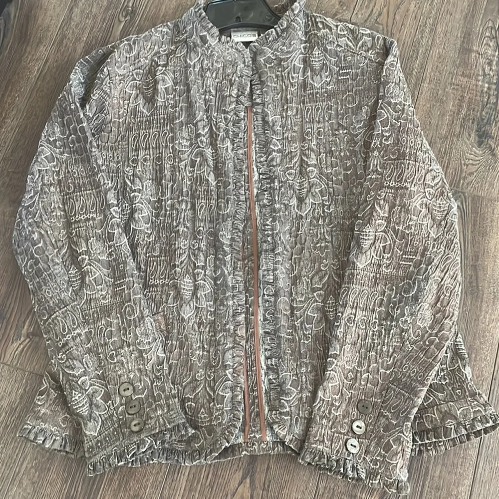 Chicos NWOT tapestry jacket brown size 12 - Picture 7 of 8